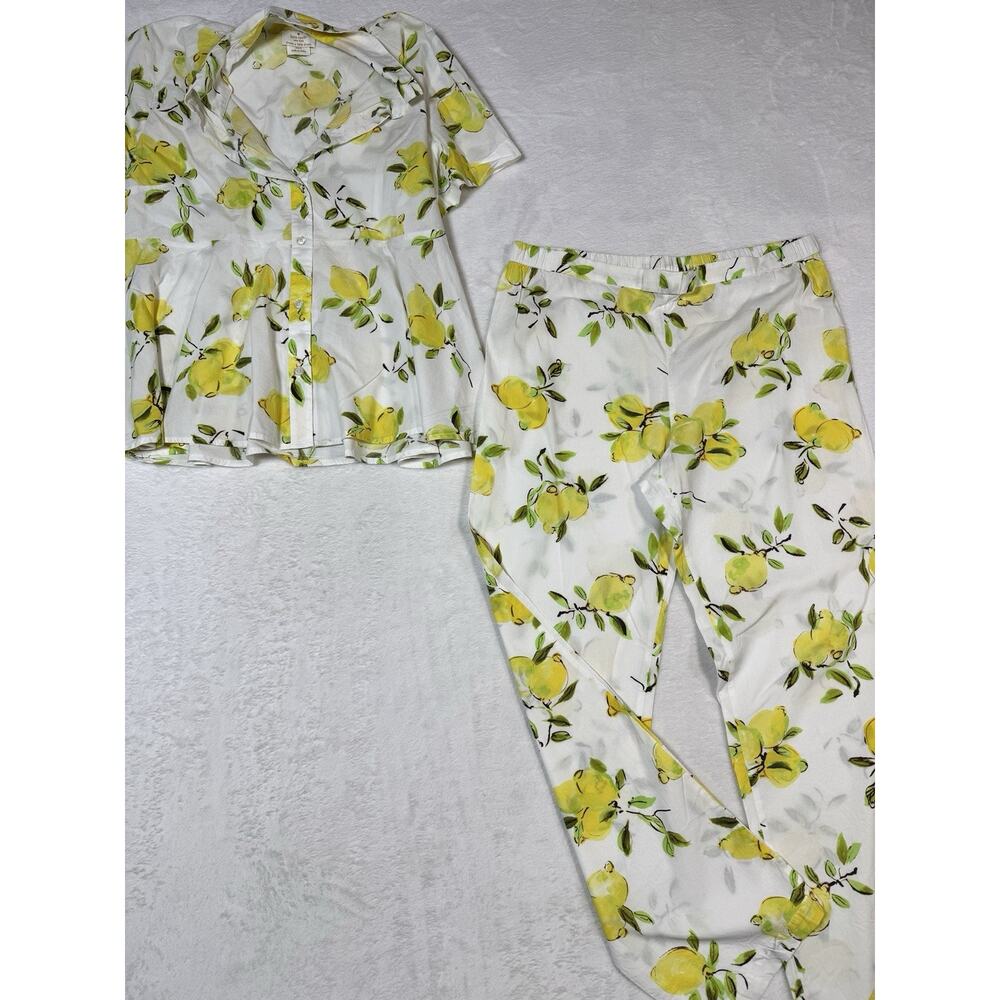 kate spade White & Yellow Lemon Print Pajama Set